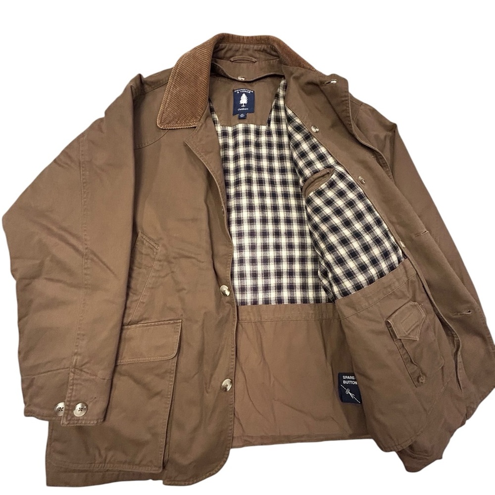 Roundtree & Yorke Brown Men's Chore Barn Jacket Flannel Lined XL‎ Corduroy Trim